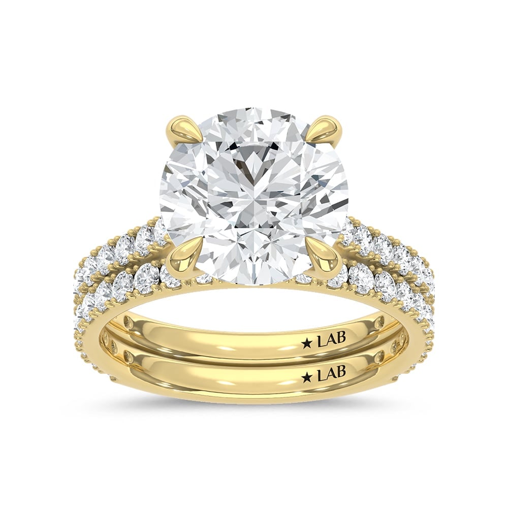 14K Yellow Gold Lab Grown Diamond 4 Ct.Tw. Bridal Ring (Center 2 Ctw): 14K Yellow Gold Lab Grown Diamond 4 Ct.Tw. Bridal Ring (Center 2 Ctw) 14k Yellow Gold Stone Color: D-f Stone Clarity: Vs Stone Shape: Round This item may take 2-5 weeks for shipping. The Diamond Depot