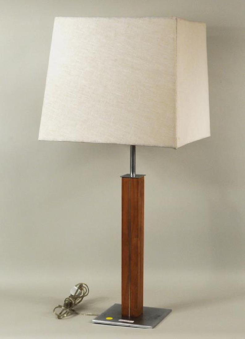 Walter Von Nessen Walnut, Brushed Metal Table Lamp (1 of 4)