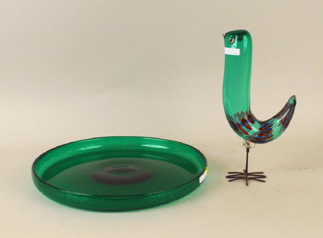 Two Modernist Green Glass Items (1 of 4)