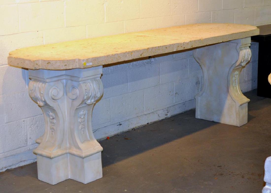 Poss. Lorin Marsh Fossilized Marble Top Slab Table (1 of 4)