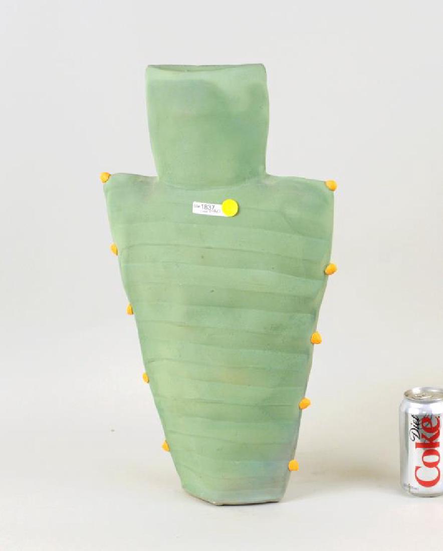 Large Art Pottery Cactus Form Vase, Blue Interior (1 of 5)
