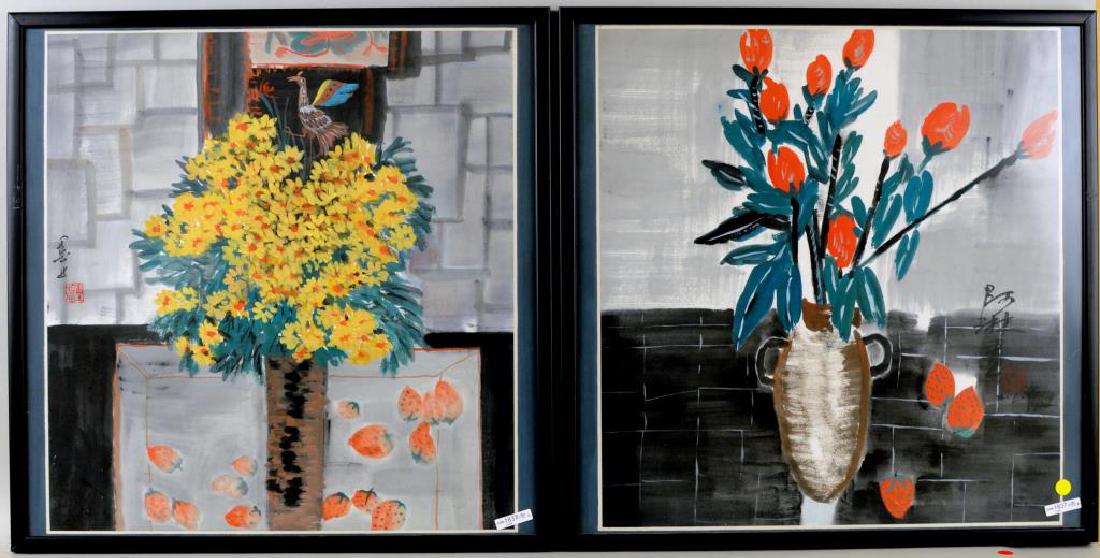 Two Modern Framed Asian Mixed Media/Paper (1 of 5)