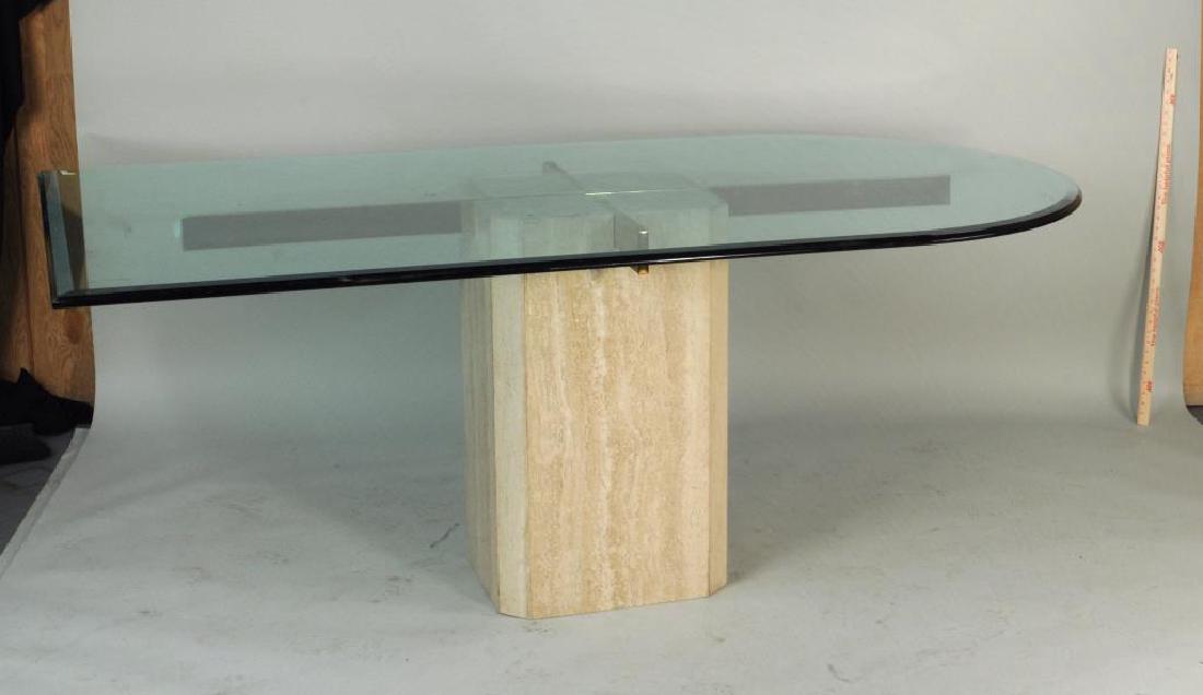 Modern Glass, Chrome & Marble Dining Table (1 of 5)