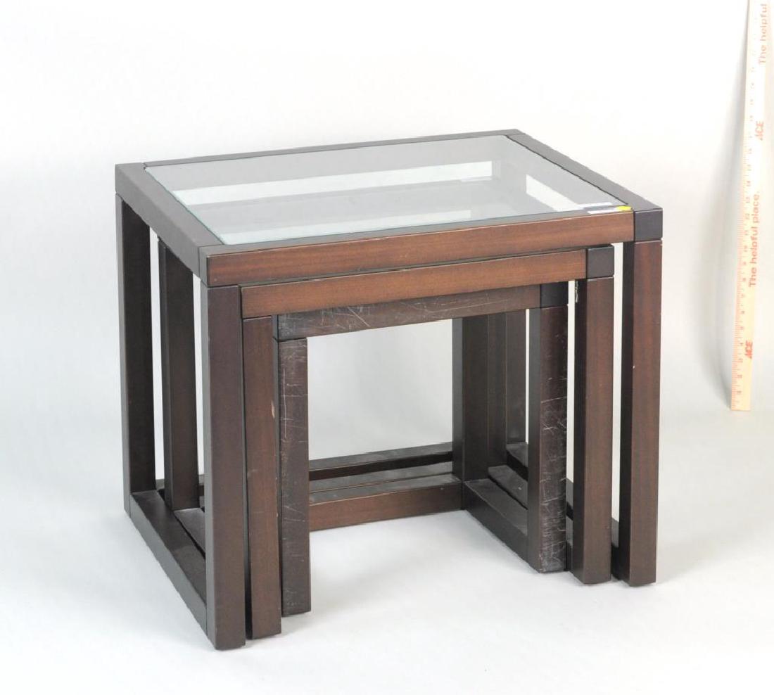 Three Modern Wood/Glass Nesting Tables (1 of 5)