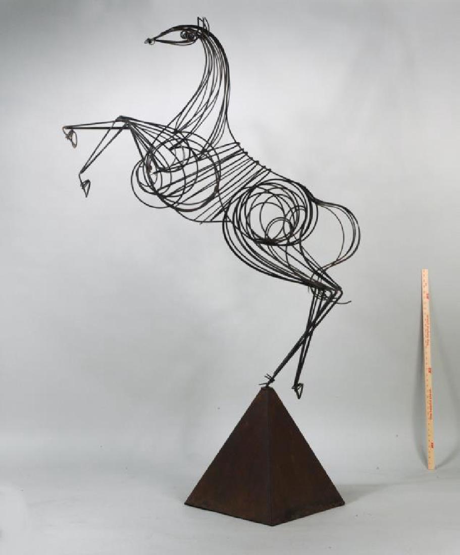 Modern Wrought Iron Sculpture of Rearing Horse (1 of 6)