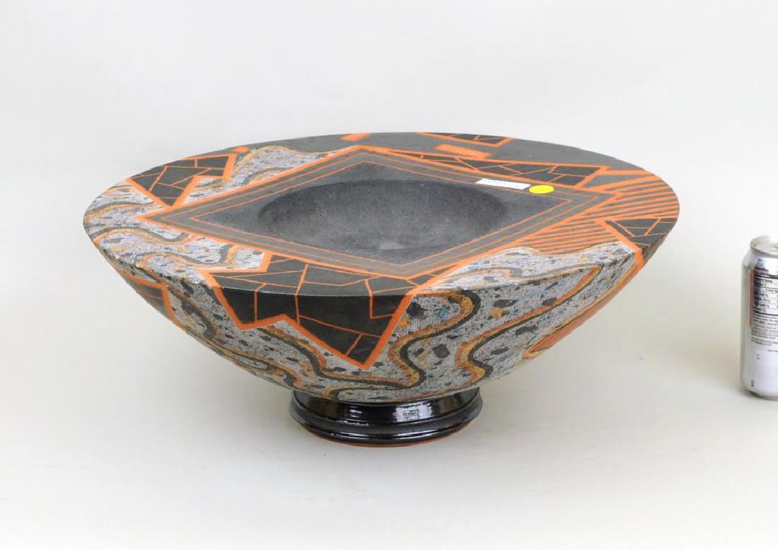Large Modern Glazed and Slip Decorated Bowl (1 of 4)