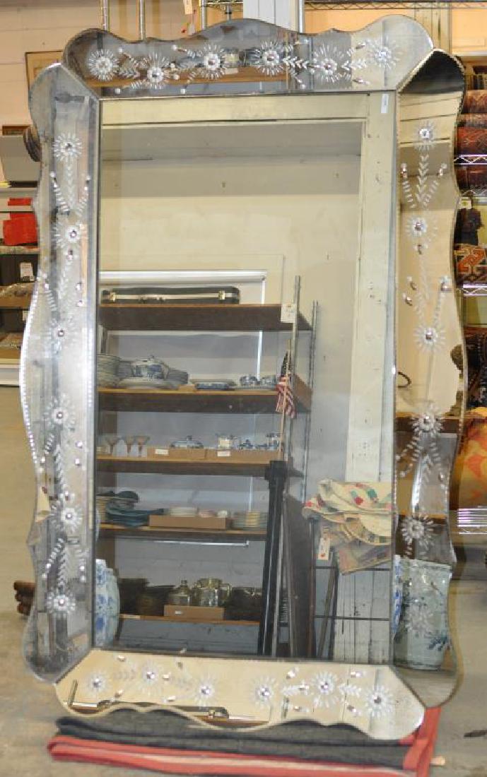 Modern Venetian Cut/Etched Glass Wall Mirror (1 of 6)