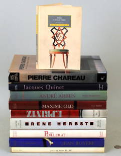 Group Ten Reference Books on French Designers: Group of ten volumes on French furniture designers comprising Rene Herbst, Sieges D'Emilio Terry, Jean Royere, Jules Et Andre Leleu, Maxime Old, Gilbert Poillerat. E. Printz, Andre Arbus, Jacques Quin