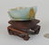 Chinese Carved Jade Lotus Form Bowl On Wood Stand