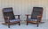 Pair Modern Brazilian Hardwood Arm Chairs
