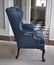 Queen Anne Style Blue Leather Wing Chair - 2