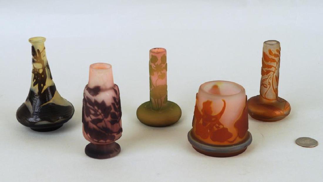 Five Small Emile Galle Cameo Art Glass Vases (1 of 3)