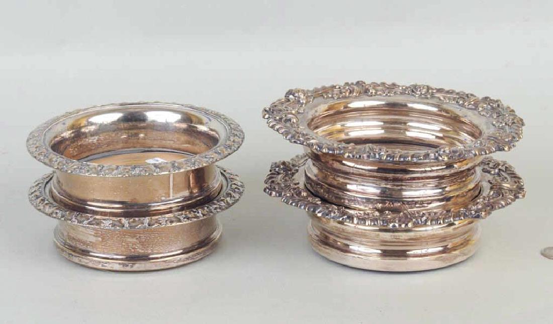 Two Pair Silverplate Bottle Coasters (1 of 8)