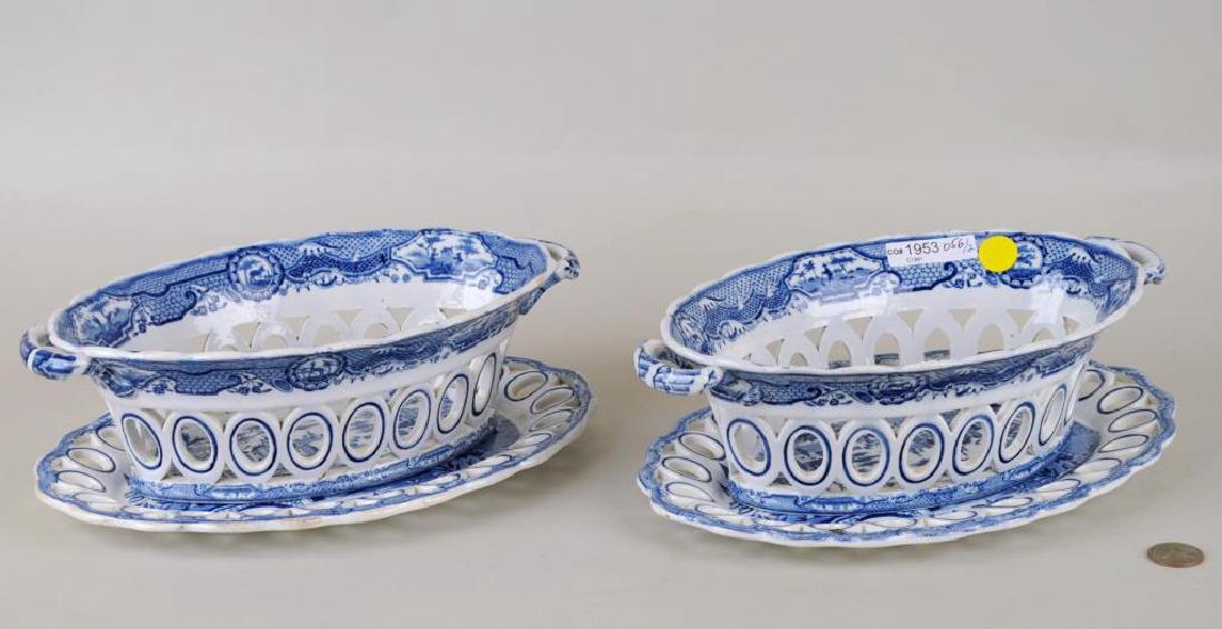 Pair English Porcelain Oval Baskets/Stands (1 of 7)