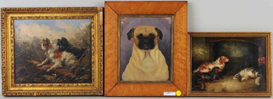 Three Unsigned Oil Paintings Of Dogs (1 of 5)