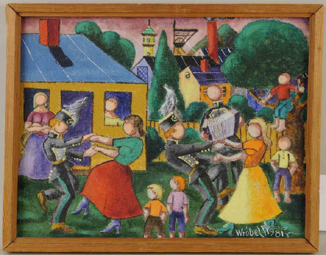 Pawel Wrobel Folk Art Scene With Dancers A/C (1 of 3)