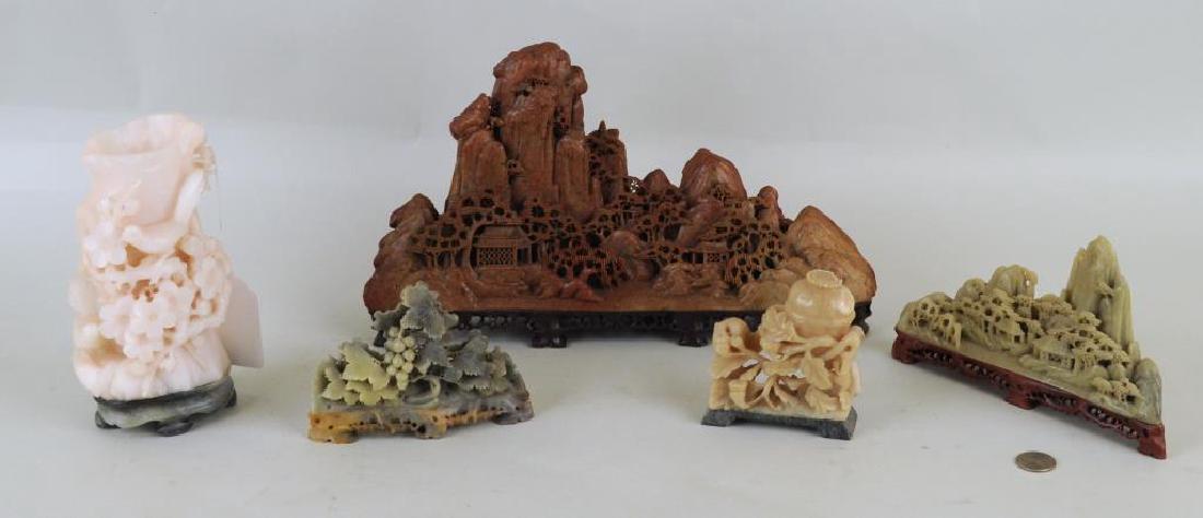 Group Five Chinese Hardstone Carvings (1 of 4)
