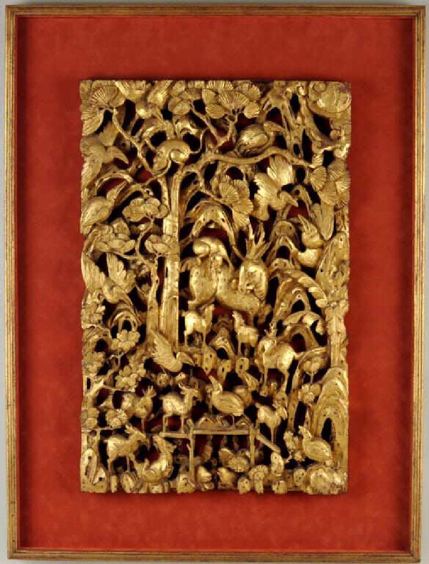 Large Chinese Carved Giltwood Panel (1 of 6)