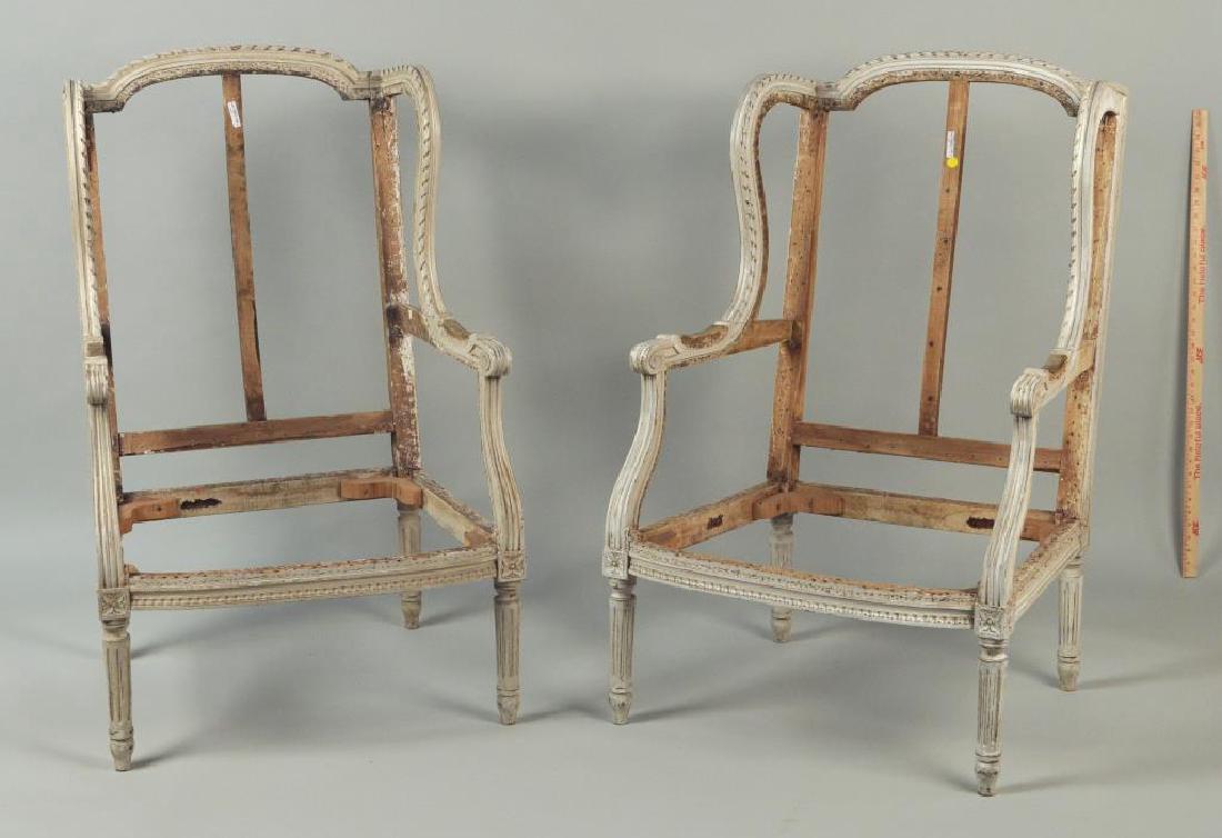 Pair Louis XVI Style Painted Bergere Chairs (1 of 8)