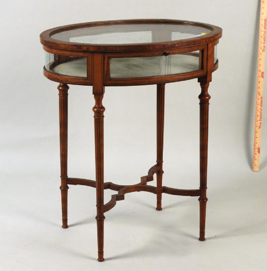 Satinwood Inlaid Oval Vitrine Table (1 of 8)