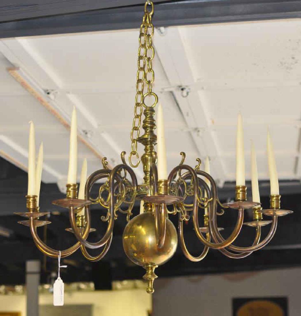 Brass Dutch Style Ten Light Chandelier (1 of 4)