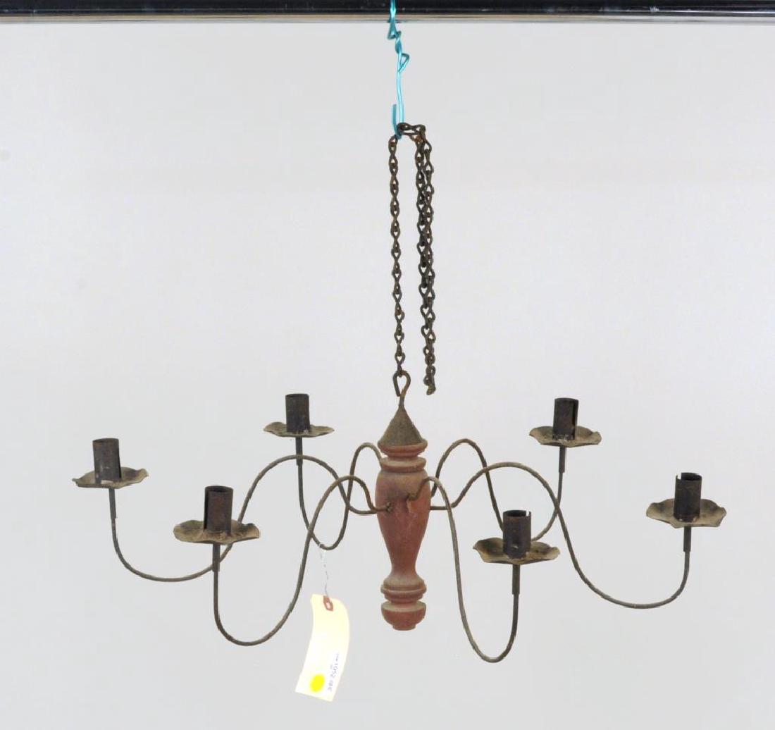 Early Wood & Tin Chandelier (1 of 3)