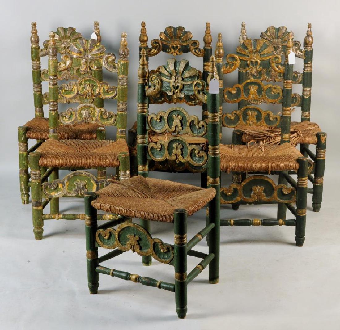 Assembled Set Six Mexican Painted Side Chairs (1 of 12)