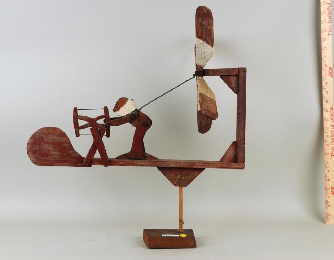 Folk Art Painted Wood Whirlygig, Man Sawing Wood (1 of 6)