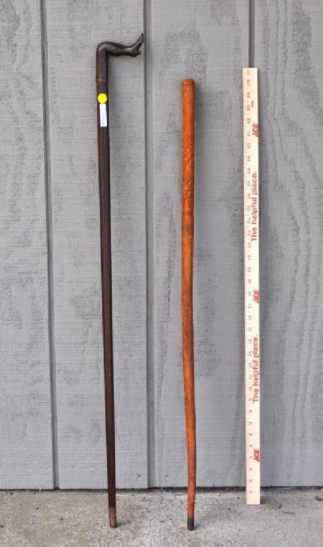Two Folk Art Carved Wood Canes (1 of 7)