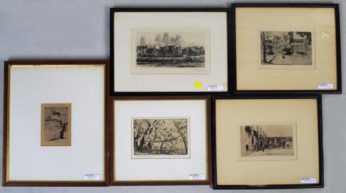 Group Five Small Framed Etchings (1 of 7)