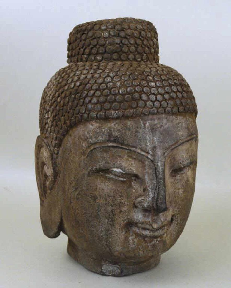 Asian Cast Stone Head Of Buddha (1 of 6)