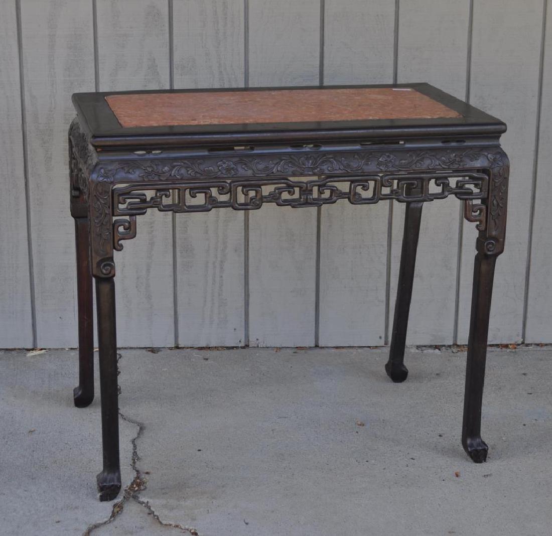 Chinese Carved Hardwood Marble Top Altar Table (1 of 10)