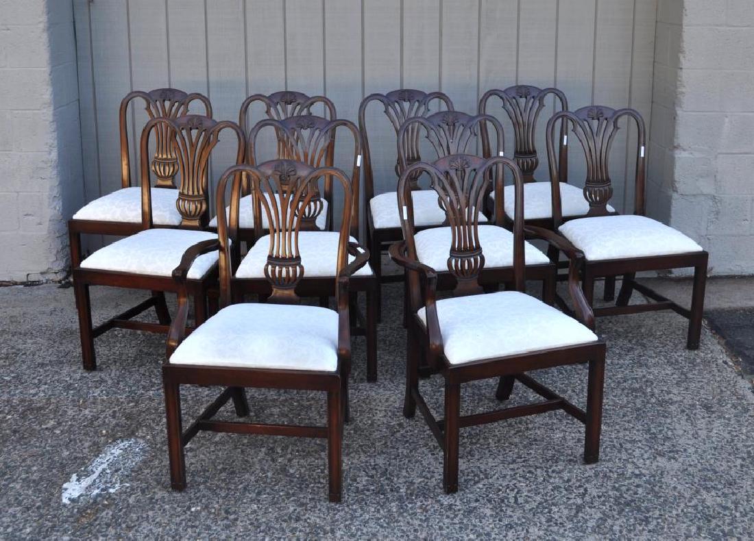 Set Ten Chippendale Style Mahogany Dining Chairs (1 of 8)