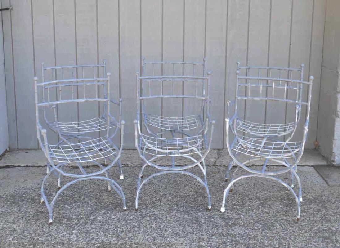 Six Faux Bamboo Painted Metal Garden Armchairs (1 of 8)
