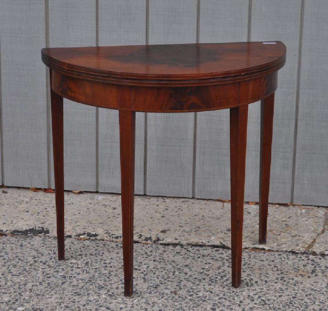 Hepplewhite Mahogany Inlaid Demilune Card Table (1 of 7)