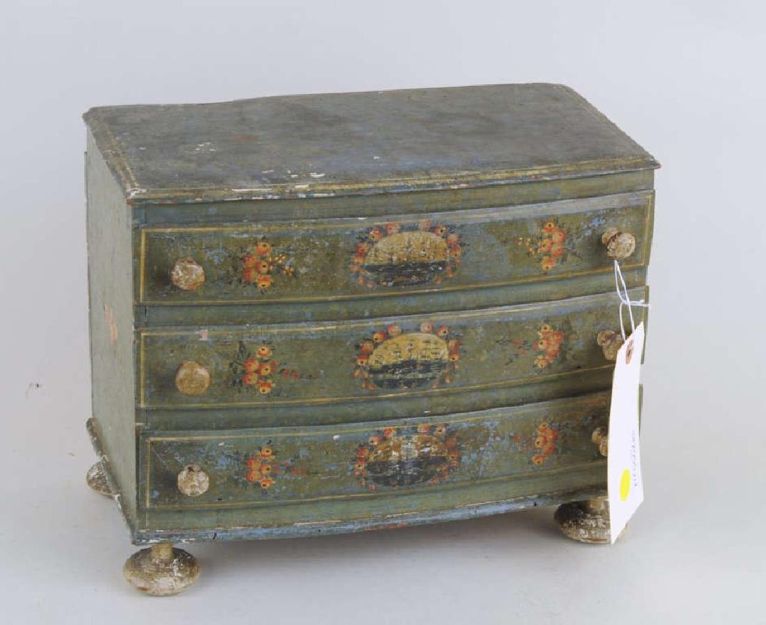 Continental Decorated Miniature Bow Front Chest (1 of 4)