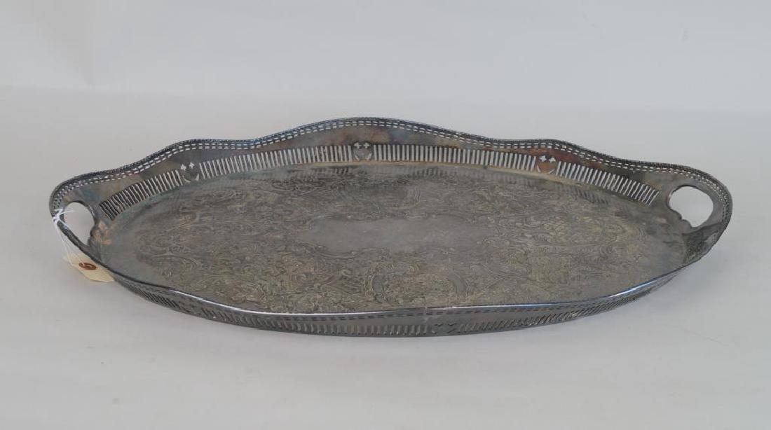 Early Old Sheffield Pierced Gallery Oval Tray (1 of 4)