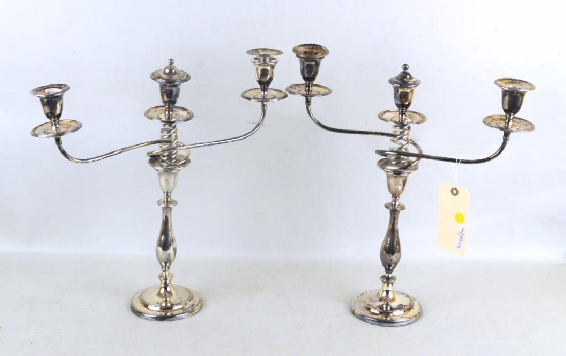 Pair Old Sheffield Three Light Candelabra (1 of 5)