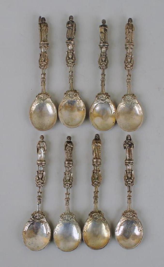 Group Eight English Sterling Apostle Spoons (1 of 10)