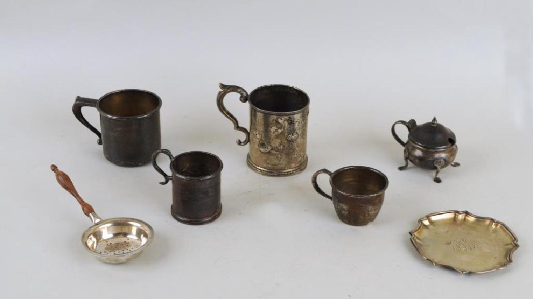 Four Sterling & Silver Mugs, Sterling Tea Strainer (1 of 9)