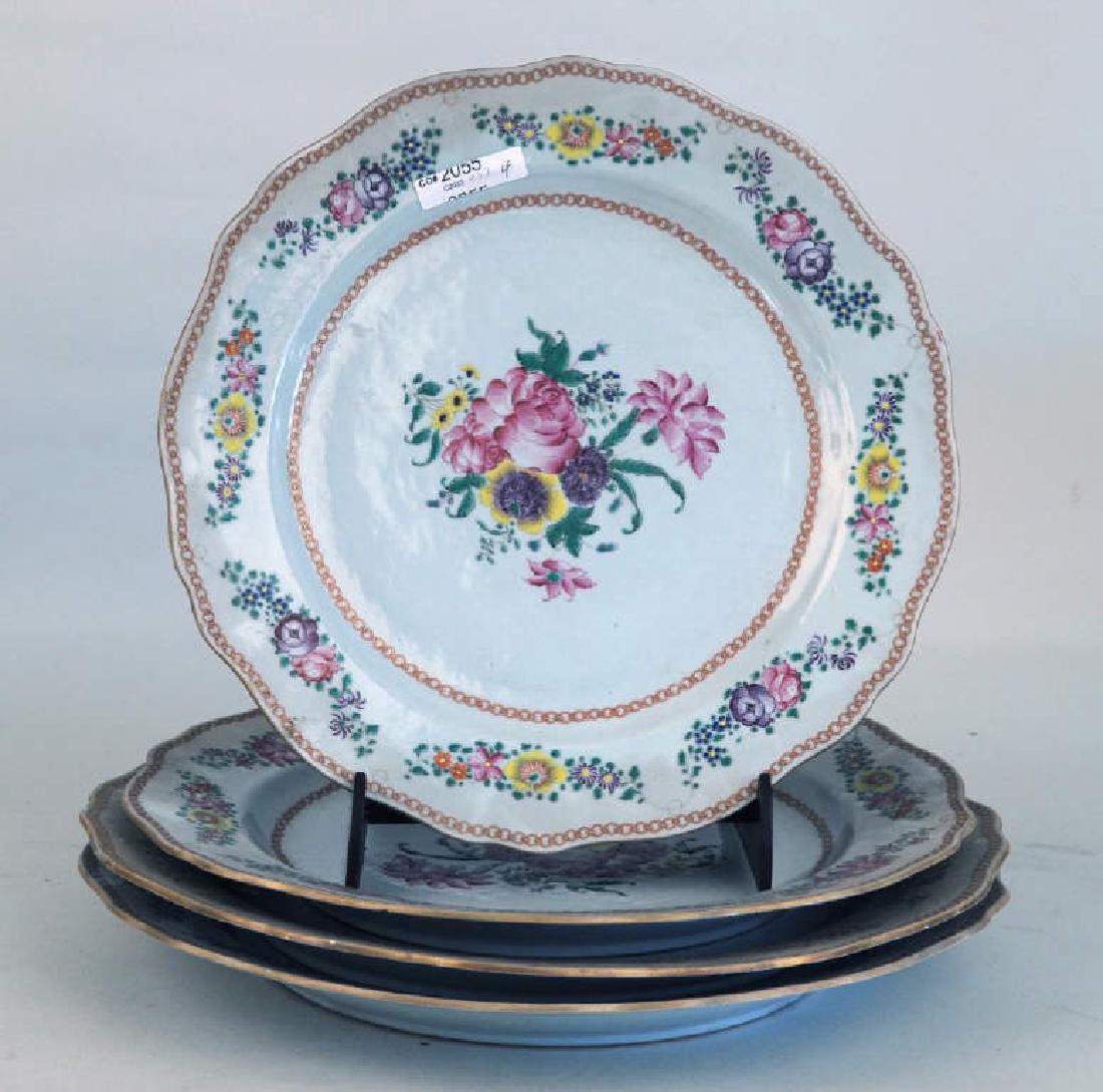 Four Chinese Export Famille Rose Platters (1 of 4)