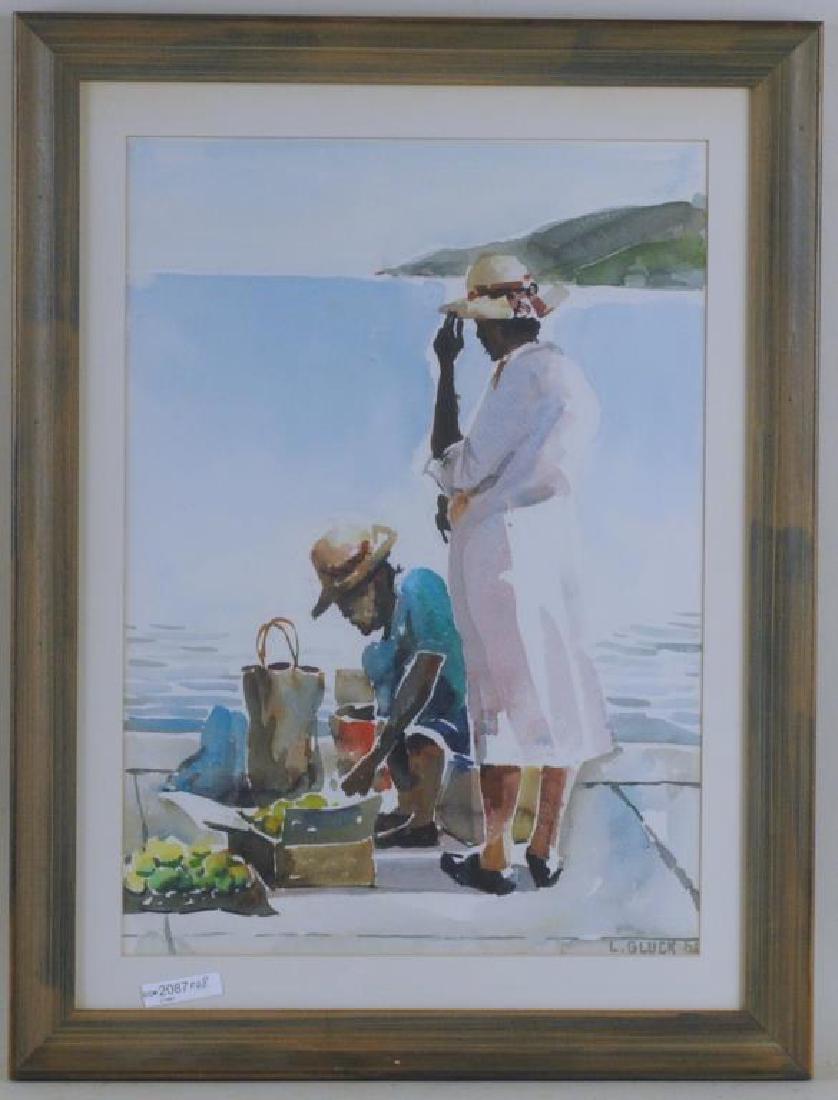 Larry Gluck  "Ladies At Dock, St. Thomas" W/C (1 of 5)
