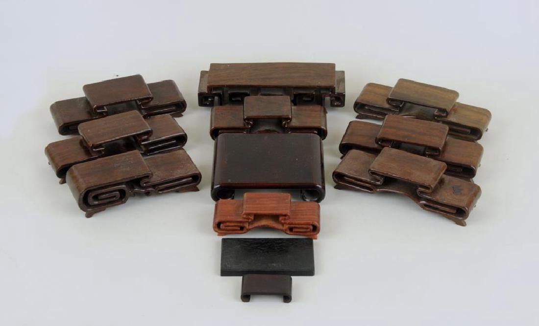 Group Twelve Asian Wood Display Stands (1 of 3)
