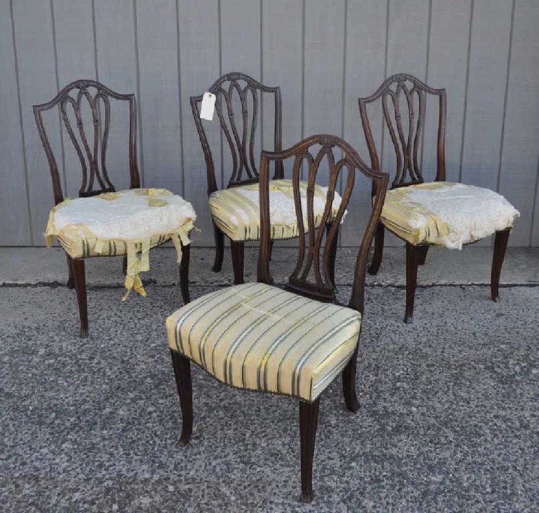 Set Four English Hepplewhite Mahogany Side Chairs (1 of 8)