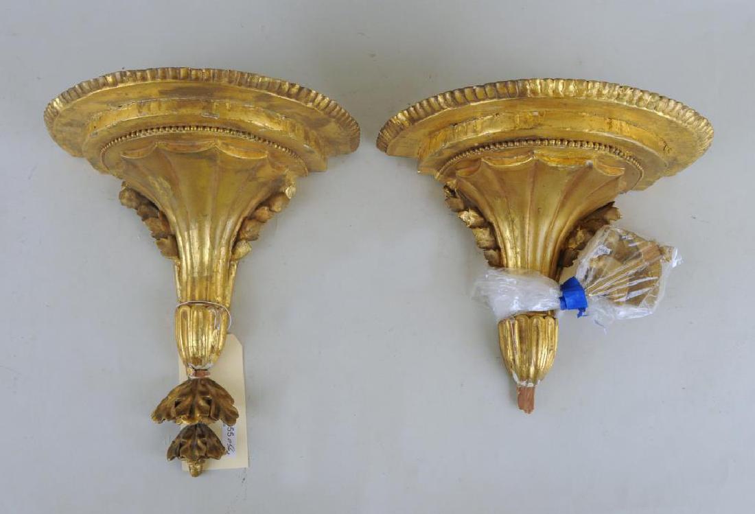 Pair Carved Gilt Wood Wall Brackets (1 of 6)