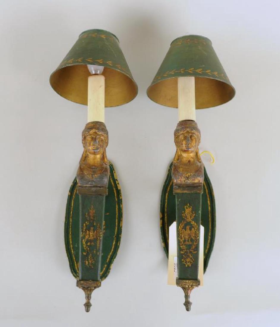 Pair Regency Style Tole Single Light Wall Sconces (1 of 3)