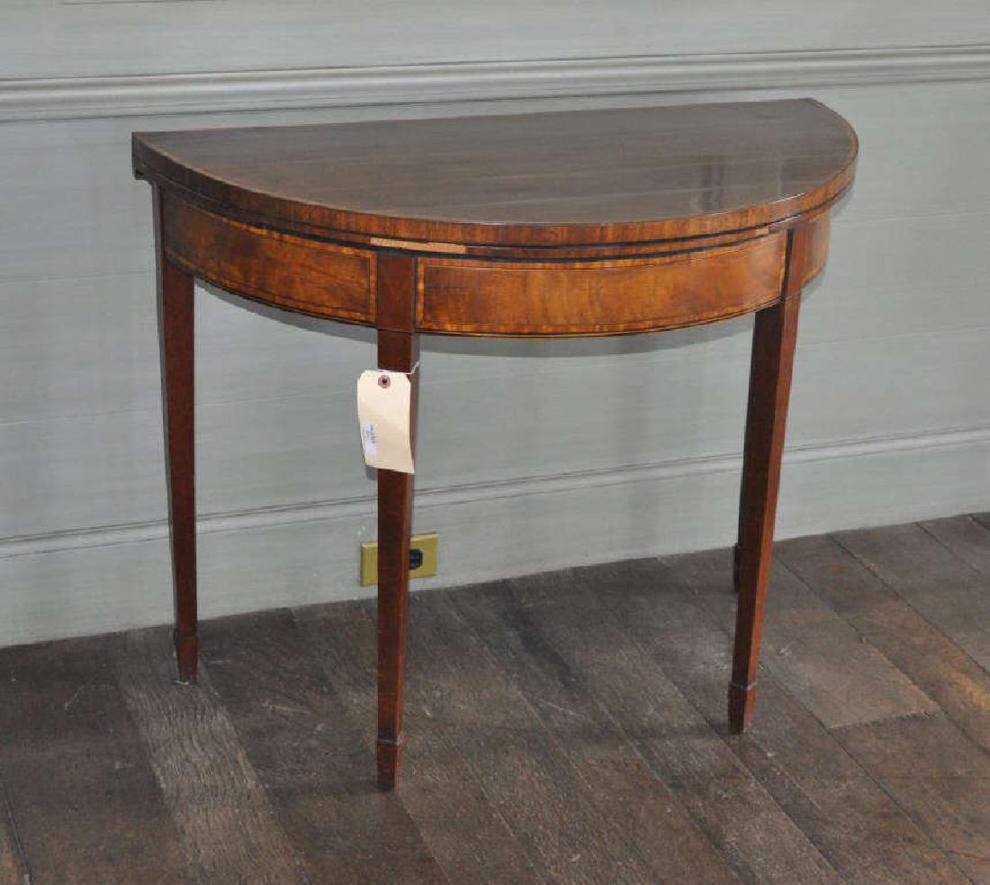 English Hepplewhite Demilune Mahogany Card Table (1 of 9)