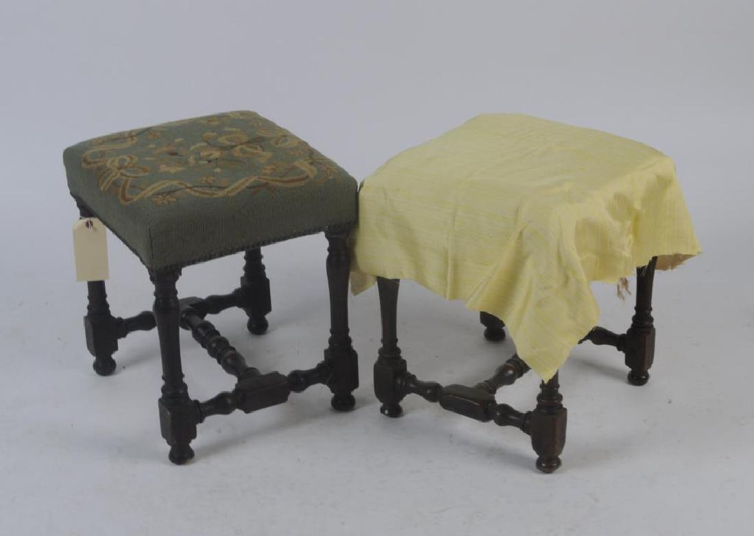 William & Mary Turned Base Upholstered Stool (1 of 5)