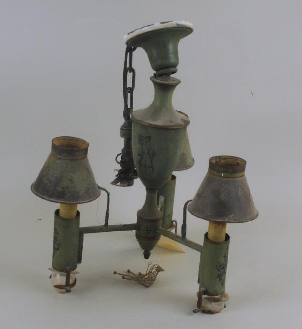 Regency Style Toleware Three Light Chandelier (1 of 7)