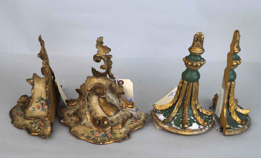 Two Pair Gilded & Polychromed Wall Brackets (1 of 6)